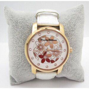 Women Tommy Bahama Quartz Floral Analog 37mm Round Watch (H233) "New Battery"
